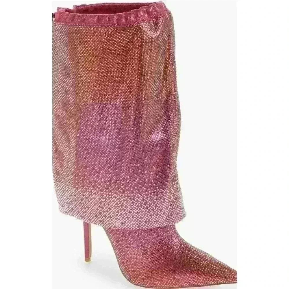 azalea wang wishful crystal embellished pointed toe boot